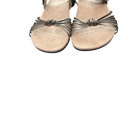Vionic Talulah Leather Sandals Silver Women's Orthopedic Strappy Comfy Size 12 - Picture 3 of 10
